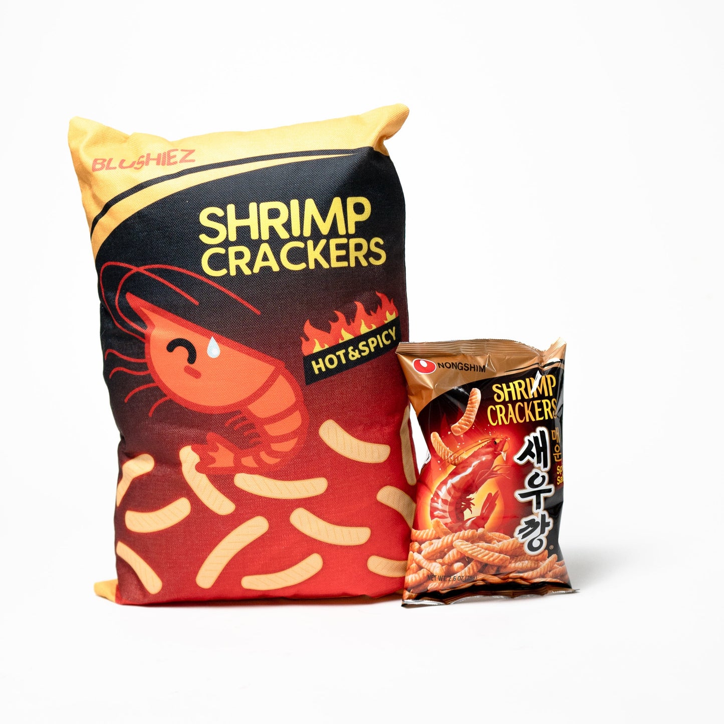 blushiez spicy shrimp chips decorative throw pillow